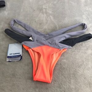 Les Canebiers Palmier Bikini Bottom Coral Colorblock  New with tags